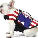 Dog Life Jacket American Flag Wings Dog Life Vest with Chin Float Reflective Stripes and Rescue Handles, High Buoyancy Puppy Swim Float Vest for Small Medium Large Dogs - USA Flag, M (M (Chest Girth 16.1"-24.8"))