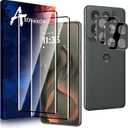 2 Pack Designed for Motorola Edge 2025 3D Screen protector + [2 Pack] Moto Edge 2025 Camera Lens Tempered Glass protector.9H Hardness.Anti-Fingerprint.No Air-Bubbles.Easy Installation