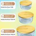 Replacement Wooden Lids for Pyrex, Anchor Hocking Glass Containers 7200 * 2 7201-PC*2 7402-PC*2, Bamboo Lids for Pyrex 2Cup 4Cup 7Cup Glass Bowls, Bowl Covers 6 Pack