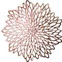Snowkingdom 6 Pack Rose Gold Placemats Metallic Pressed Vinyl for Mother's Day Table Decoration Dinning Mats Round Floral Charger Plates Bridal Shower Party Birthday Wedding Valentine Christmas