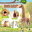 BRINJOY Giant Stuffed Giraffe Animal Set, 47 Inch Large Giraffe Plush Toy for Kids with Bird & Basket & Leaves & Card, Toddler Lifelike Standing Toys Stuffed Animal for Girls Boys