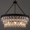 TOCHIC Crystal Chandeliers, 6-Light 3 Tiers Black Crystal Chandelier Light, Modern Farmhouse Luxury Light Fixture for Bedroom, Dining Room, Kitchen Island, Living Room, Entryway, 28"