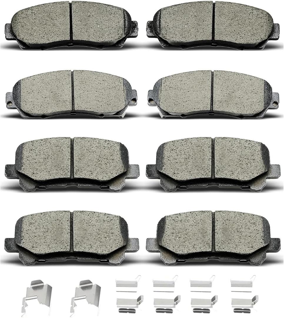 D1281 D1521 8pcs Front Rear Ceramic Brake Pads Sets With Clips Fit For Honda Odyssey 2011 2012 2013 2014 2015 2016 2017