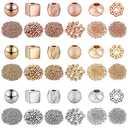 Hicarer 3660 Pieces Assorted Spacer Beads Faceted Rondelle Cube Square Column Flower Frosted Round Ball Loose Spacer Beads Jewelry Charms for Jewelry Making DIY, 3 Colors, 6 Styles