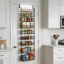 Over Door Organizer Storage - 9 Tier Black Metal Over the Door Pantry Organizer Heavy Duty Hanging Storage Rack, Behind Cabinet Shelves for Home, Kitchen, Bathroom, Closet, Pantry