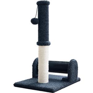 Cat Scratching Post with Cat Hair Brush & Interactive Ball, 22 Inch Sisal Cat Scratch Tower, Durable Thick Fabric Cat Scratcher for Indoor Cats, Kitten Exercise Play Furniture, Dark Grey