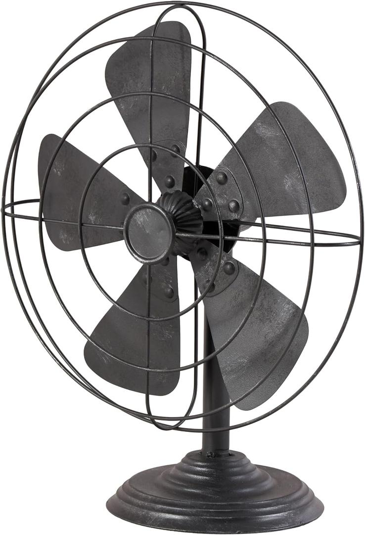 Deco 79 Metal Fan Decorative Sculpture Home Decor Statue, Accent Figurine 15" x 8" x 18", Black