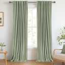 100% Blackout Shield Linen Blackout Curtains for Bedroom 84 Inches Long, Back Tab/Rod Pocket Living Room Drapes, Thermal Insulated Blackout Curtains 2 Panels Set, 50" W x 84" L, Sage