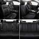 MINGBRON Black Car Seat Cover with Lumbar Support, Car Seat Protector Waterproof, Nappa Leather Car Seat Cushion, Car Seat Covers Front Seats and Back Fit for Most Cars