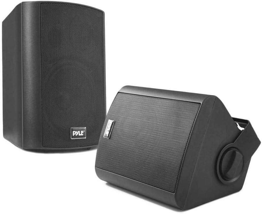Pyle 6.5-Inch Wall Mount Waterproof Bluetooth Speaker System  Indoor/Outdoor Audio Pair with Built-in Digital Amplifier, Weather-Resistant Housing, High-Power Sound, Easy Installation (Black)