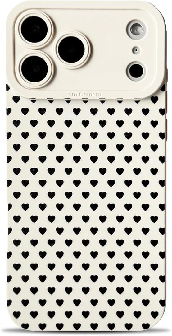 2 x NITITOP for iPhone 17 Pro Max Case Cute Little Love Heart - White Black