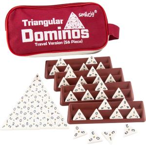 Smilejoy Triangle Domino,Triangular Domino Tiles with Brass Spinners Tabletop Game for Kids Ages 7 and Up, 56 Tiles, Classical Board Game, mathing Skill Trainning (2-4 Players)