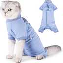 LIANZIMAU Cat Surgical Recovery Suit Professional for Male Female Dog Abdominal Wounds Cone E-Collar Alternative Anti-Licking Pet Surgical Recovery Pajama Suit Soft Fabric Onesie for Cats (S(Pack of 1))