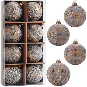 3.15" Vintage Christmas Ball Ornaments, Rustic Iron Gray Frosted Distressed Christmas Ornaments Set, Shatterproof Farmhouse-Style Tree Decorations for Xmas Home Holiday Décor(Pack of 8)