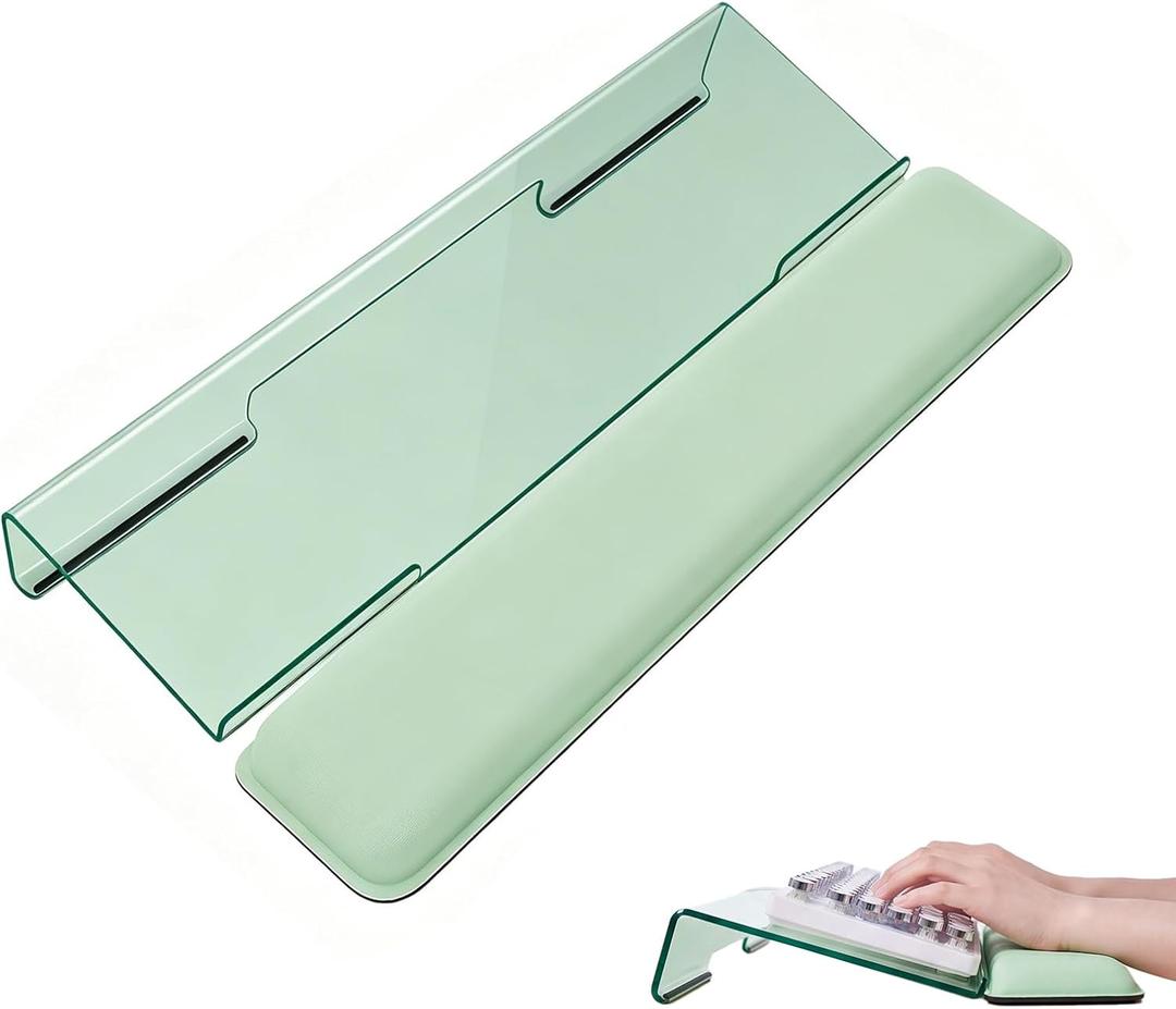 Laborio Computer Keyboard Wrist Rest Stand for Desktop, Keyboard Riser Holder with Wrist Pad for Office Desk, Home, School (Green)