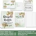 Baby Shower Cards Kit - We can Bearly Wait Set of 25 Baby Shower Invitations with Envelopes, Diaper Raffle Sign & Tickets, Thank You Postcards, Book Request Cards for Baby Shower - Watercolor Green