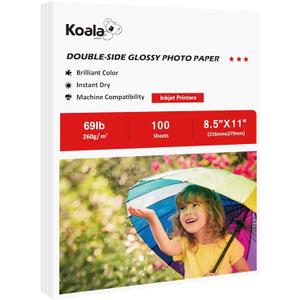 Koala Thick Photo Paper 8.5x11 Inches Heavyweight Double Sided High Glossy 100 Sheets 260 Gsm Only Compatible With Inkjet Printer