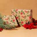 LaRibbons Kraft Christmas Wrapping Paper Mini Roll, Holly Leaves and Red Berries Pattern, for Classic Christmas, Winter Holiday Gift Wrapping, 17" x 33' (46.7 sq. ft)
