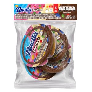 4 x Nucita Confites, Creamy Chocolate, Strawberry and Vanilla with Chocolate Candies, 4 Ct Bag, 2.8 oz