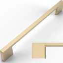 Amerdeco 10 Pack Brushed Brass Cabinet Pulls 6.25 Inch(160MM) Hole Centers Kitchen Cabinet Handles Cabinet Hardware Kitchen Handles for Cabinets Cupboard Handles Drawer Pulls ZH0060