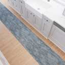Ottomanson Runner Rug 2'7" x 6' – Soft Non-Slip Rug, Quick Dry Low Pile Carpet for Entryway, Kitchen, Hallway & Narrow Indoor Spaces, Solid Greyish Blue