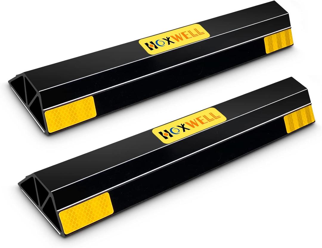 HOXWELL (New Updated 18" 2 Packs Heavy Duty Parking Stopper for Garage, Parking Gadgets Protects Car, Parking Aid Easy to Install 2 PCS, 18" L x 3.7" W x 1.8" H