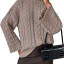 Saodimallsu Womens Oversized Sweaters Cable Knit Bell Batwing Sleeve Crew Neck Fall Winter Chunky Pullover Tops Light Brown, Medium