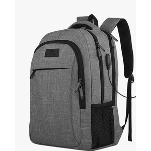MATEIN Travel Laptop Backpack, Business Anti Theft Slim Sturdy Laptops Backpack with USB Charging Port, Water Resistant College School Computer Bag Gift for Men & Women Fits 15.6 Inch Notebook, Grey