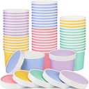 Ruisita 50 Pack Ice Cream Containers with Lids 8 Ounces Disposable Soup Bowls with Lid Paper Ice Cream Sundae Cups Treat Cups with Lids Protect Frozen Desserts like Yoghurt, Assorted Colors