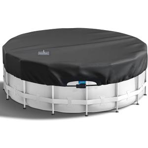 14 Ft Pool Cover 420D One-Piece Round Pool Cover, Quick Installation and dismantling Above Ground Pool Cover, One-Click Installation Solar Cover,Hydrophobic,UV Protected, Weather Resistant