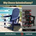 Adirondack Chair with Cup Holder,Tool-Free Assembly,No Screws Needed,All-Weather HDPE Plastic Outdoor Patio Chair,Wood-Grain Slatted Look,Easy to Take Apart for Storage,Fire Pit ChairsNavy blue