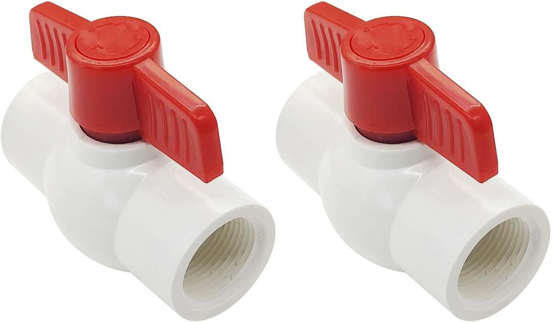 YSIL 1" PVC Ball Valve 2 Pack Shut-Off Threaded (NPT) with T-handle Easy to Rotate for Water Project,Rated at 150 PSI Schedule 40 x Female Thread
