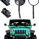 Round Mirrors for Jeep, AutoEC Jeep Wrangler Side View Mirrors with Adjustable Arms, Fit for 1997-2017 Jeep Wrangler TJ - One Pair