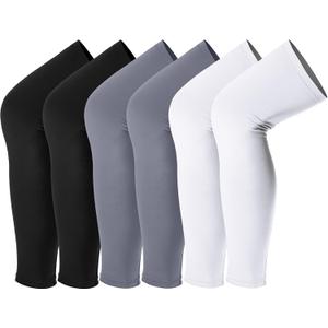 Skylety Leg Sleeves Compression Long Knee Sleeve UV Protect for Men Women Sport Basketball Football (Black, White, Gray)