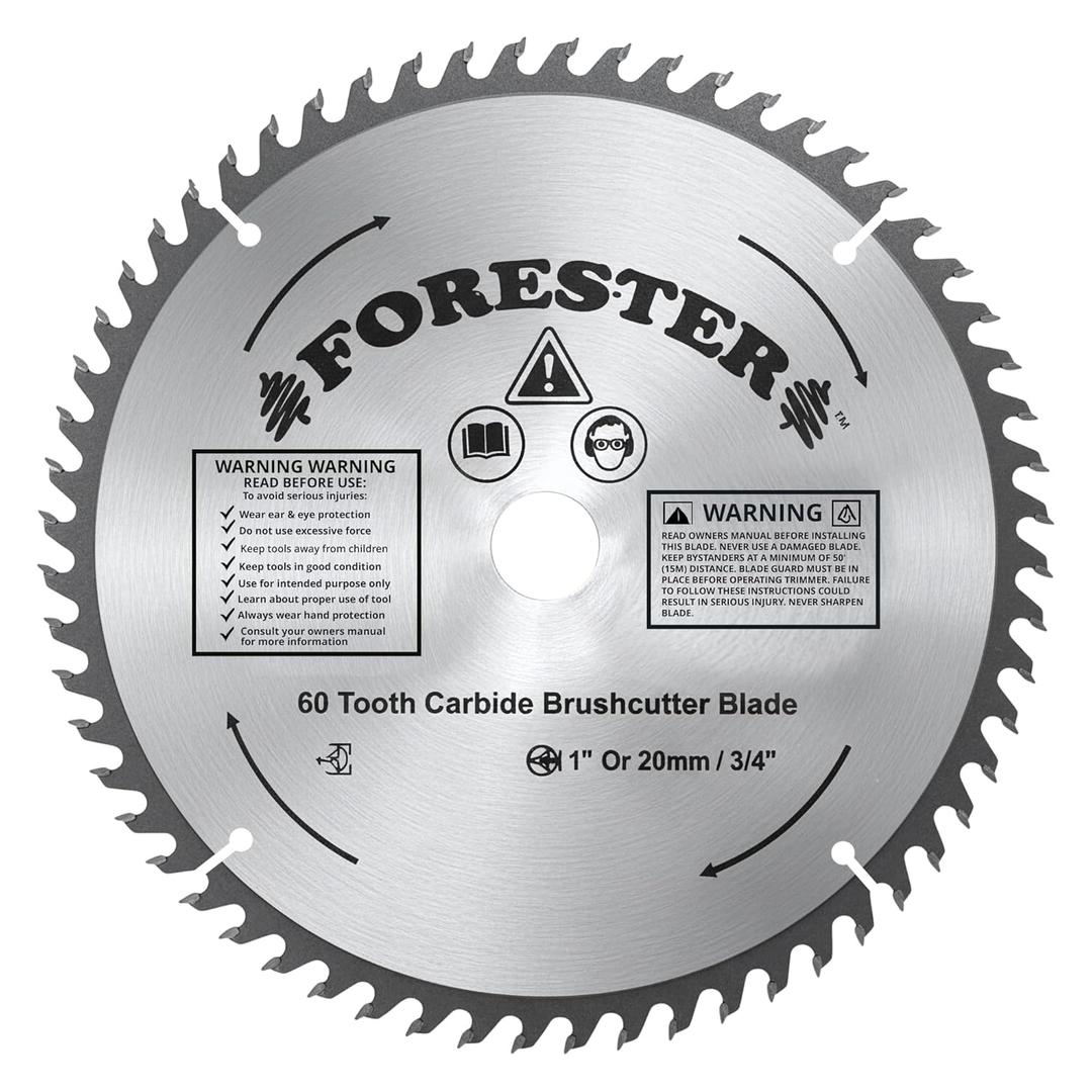 FORESTER Carbide Tip Brush Cutter Blade - 9in x 60 Teeth | Fits Most Straight Shaft Trimmers | Conversion Kit Sold Separately