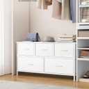 SONGMICS Dresser for Bedroom, Chest of Drawers, Steel, MDF, 5 Non-Woven Fabric Drawers, Storage Organizer Unit, Closet, Entryway, Cloud White and Snow White ULGS322W01S