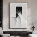 Framed Modern Black and White Abstract Wall Art, 1 Piece 24x36 In