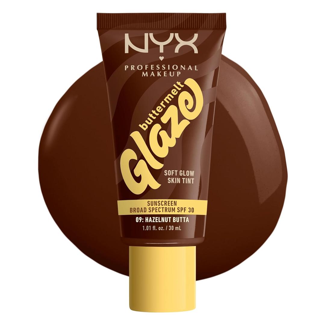 NYX PROFESSIONAL MAKEUP Buttermelt Glaze Soft Glow Skin Tint + SPF 30, Up To 12HR Wear, 09 Hazelnut Butta (1.01 Fl Oz (Pack of 1)) NYX PROFESSIONAL MAKEUP Buttermelt Glaze Soft Glow Skin Tint + SPF 30, Up To 12HR Wear, 09 Hazelnut Butta (1.01 Fl Oz (Pack of 1))
