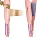 Hair Straightener, 1.25 Flat Iron and Curler 2 in 1, Ceramic Coating, Quick Heat Up, 4 Temp. Options, for All Hair Type, Less Frizz, Shinier and Smoother, Dual Voltage for Travel (Pink)