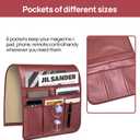 Teniux Remote Control Holder Faux Leather Armrest Organizer with 6 Pockets for recliner couch sofa, Armchair Caddy for Smart Phone, Book, Magazines, Ipad, Remotes (Rose Wine)