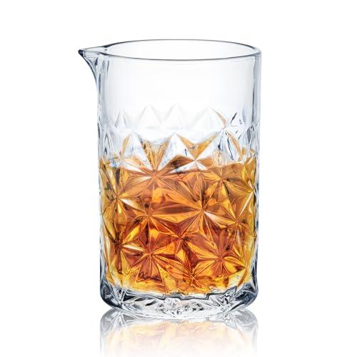 KITESSENSU Cocktail Mixing Glass 24oz 710ml - Crystal Bartender Accessories Glass Beaker to Mix & Stir Cocktails - Thick and Sturdy Bottom - Premium Seamless Design