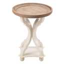 FUIN Round End Table 25" H X 19" W, Natural Brown Wood Tray Top W/ Crossed Legs
