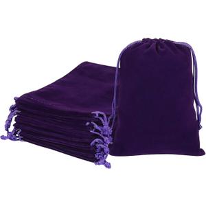 HRX Package 20pcs Velvet Bags, 5x7 inch Purple Cloth Gift Pouches Drawstring Baggies Sacks for Dice Ornament Jewelry