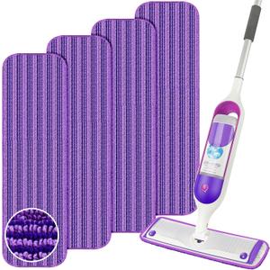 Reusable Mop Refills Pads for Swiffer PowerMop, 4 Pack Power Mop Refill Pads Microfiber PowerMop Pads Washable 15 Wet Pads Mopping Cloths for Multi-Surface & All Types of Floors, Purple