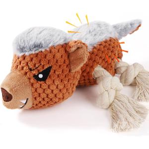Dog Toys - Squeaky Interactive Plush Dog Toy with Rope, Chew Toy for Large Dogs, Small Dogs & Puppies - Tug of War Dog Toy for Aggressive Chewers, Pet Toys for Dogs (brown4)