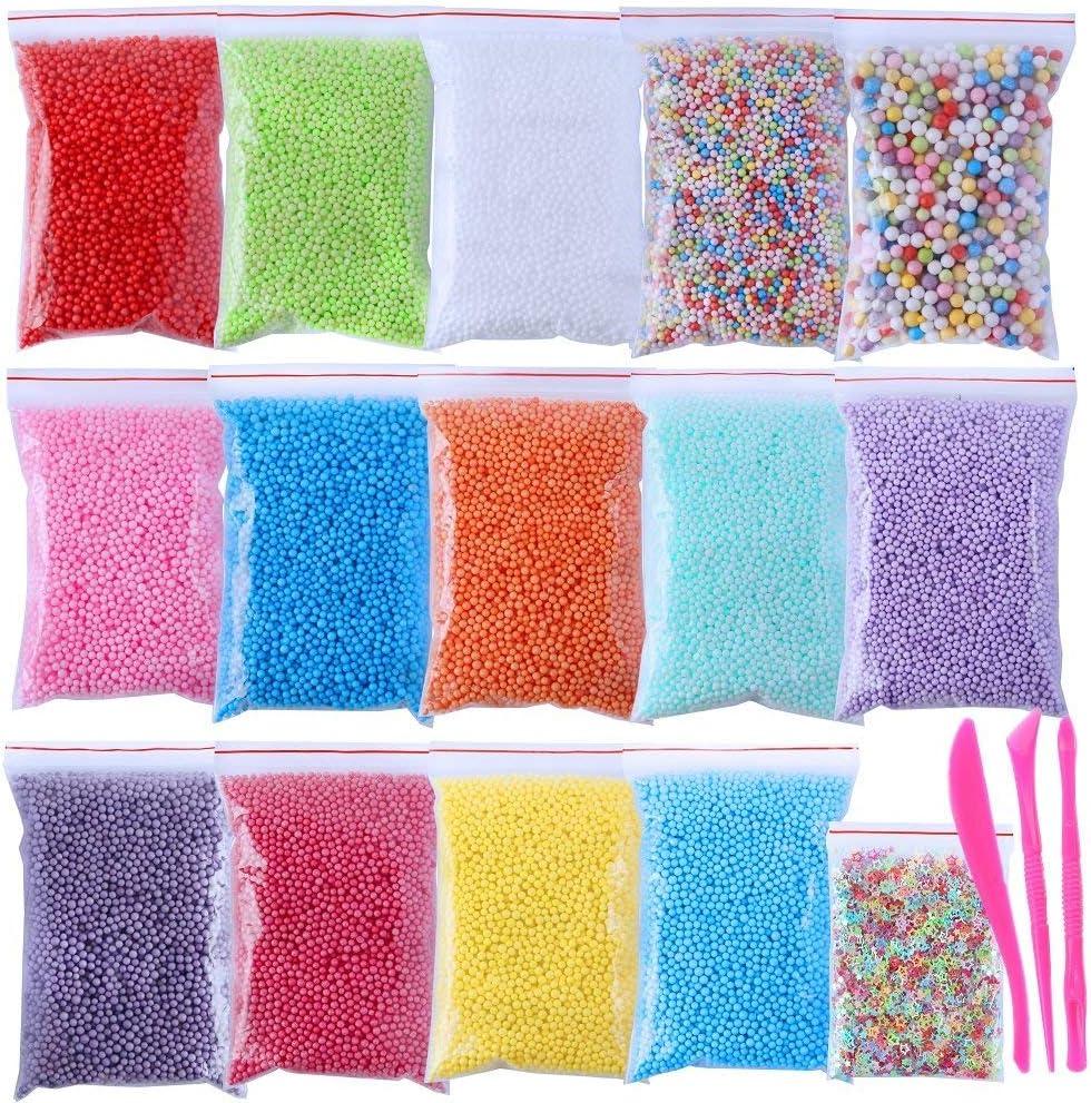 Foam Balls for Crafts, 16 Sets with Tools (120,000 pcs) 0.08-0.32 inch Colorful Styrofoam Balls Beads for DIY Slime Decorative Arts