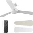 Ceiling Fans with Lights, 42 Inch Ceiling Fan with Light And Remote, 3CCT Flush Moun Low Profile Ceiling Fans, 6 Speed Noiseless LED Ceiling Fan, White Ceilings Fan with Remote for Bedroom Living Room