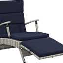 Modway Envisage Outdoor Patio Wicker Rattan Chaise Lounge in Light Gray Navy, 69"L x 35.5"H