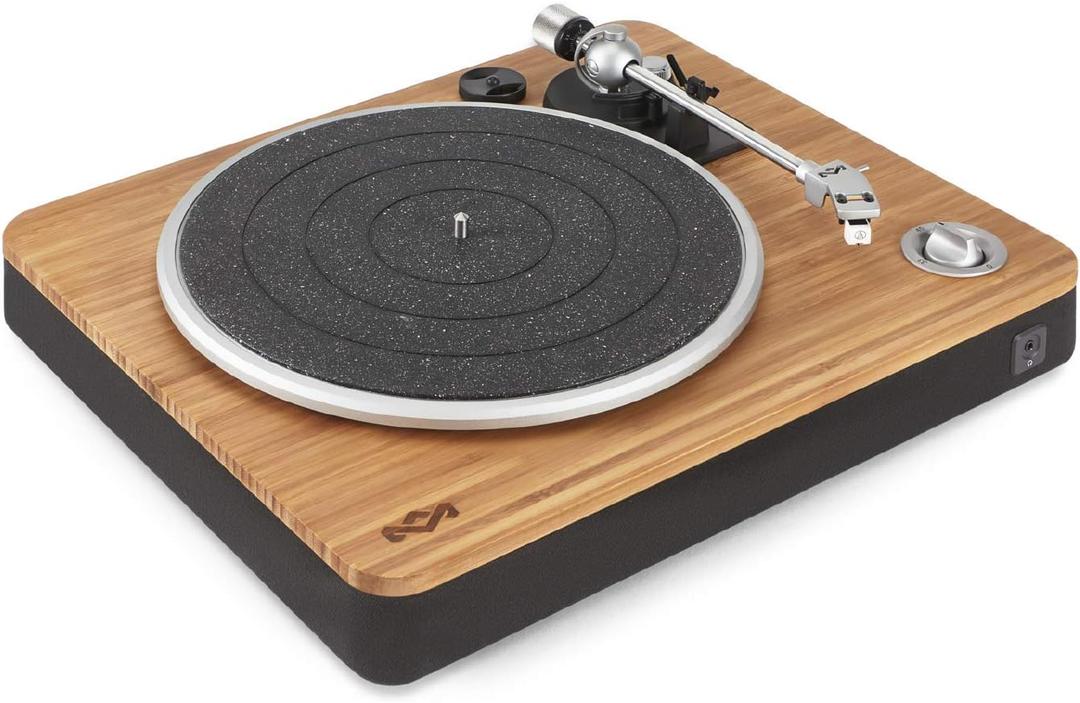 House of Marley Stir It Up Turntable, Vinyl Record Player with 2 Speed Belt Drive for 33/45 RPM, Built in Pre-Amp, Headphone Jack and Made from Sustainable Materials. for Wired Speakers Only (Signature Black)