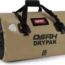 OSAH DRYPAK Waterproof Duffel Bag - Motorcycle Dry Bag Tail Bag with Large Storage Space, Waterproof Luggage Duffle Bags with Outer Mesh Zipper Pocket for Camping, Kayaking, Fishing & Traveling (40L, Brown)